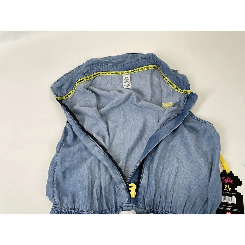 Justice Girls Pacman Chambray Romper‎ Size XL Blue